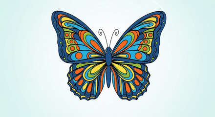 A colorful butterfly with intricate patterns, , a decorative design element