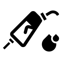 Fuel filling nozzle icon along with liquid droplets as fuel usage continues to increase with the energy, transportation and oil price sectors