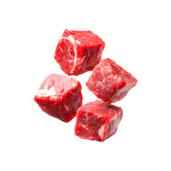 Obraz premium Chunks of raw meat arranged in an appealing way, highlighting their rich red color and texture