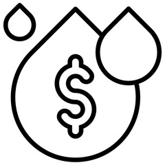 Water icon is an essential resource that has financial value in industries related to commodities such as oil, liquefied natural gas, or even beverages.