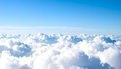 Aerial View Of White Cumulus Clouds Against A Bright Blue Sky Representing Atmosphere