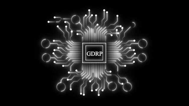  GDRP network, technology ,business and internet concept. white circuit board on black background . 4k video