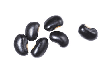 Black beans. Isolated on white background. Top view.	
