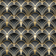 Gray gradient fan art deco seamless pattern for modern galleries