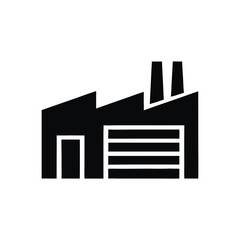 Industrial Factory Building Silhouette Icon Design Vector Illustration Modern Factory Complex Graphic Representation Manufacturing Plant Image Factory Production Symbol Minimalist Design