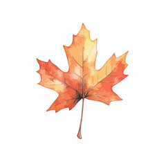 Obraz premium Watercolor style maple leaf with gradient orange and red hues
