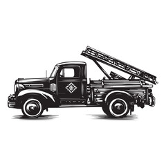Naklejka premium Fire Truck with Ladder silhouette