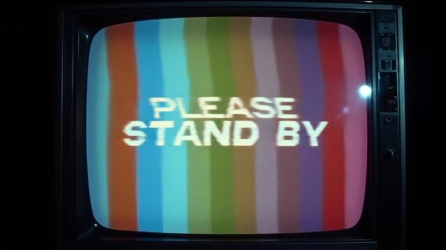 vintage tv screen please stand by glitch