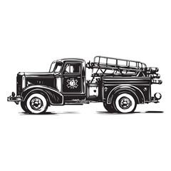 Fire Truck with Ladder silhouette