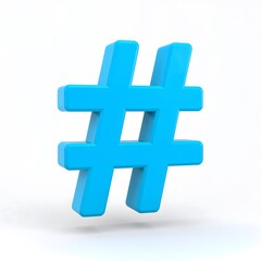 Fototapeta premium 3d hashtag symbol in bold shape and light blue tone, floating style.