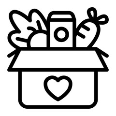 This Food donation icon is suitable for Starvation, Humanitarian, and related fields.