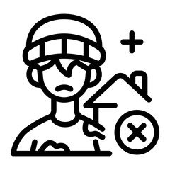 This Homeless icon is suitable for Starvation, Humanitarian, and related fields.