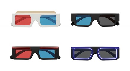 Different colors of 3 d glasses