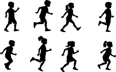 "Running Kids Silhouette Collection"