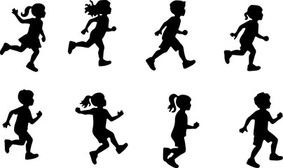 "Running Kids Silhouette Collection"