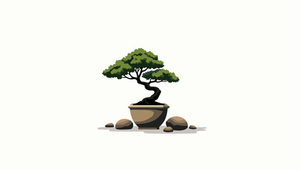"Elegant Bonsai Tree Illustration"