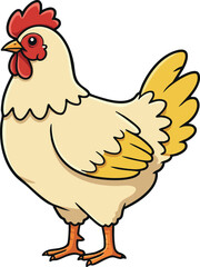 Fototapeta premium Chicken standing with yellow wings and red comb farm bird illustration vector 