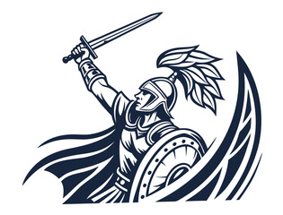 Powerful Roman Gladiator with Sword and Shield, Ready for Battle