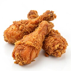 Crispy fried chicken drumsticks isolated on white background