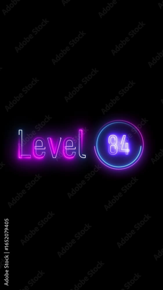 Aufkleber neon animation displays level eighty four. dark background. vertical video. animated neon display sh