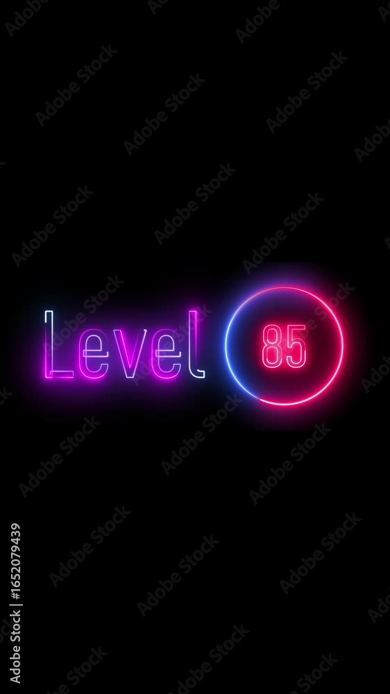 Aufkleber animated level eighty five with neon effect. clean backdrop. vertical video. neon light animation sh