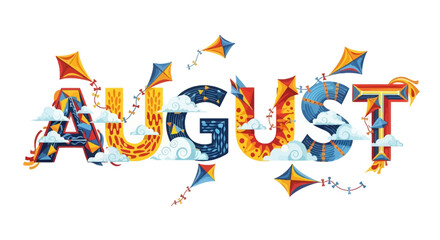Celebrate August with a playful kite festival themed typography design