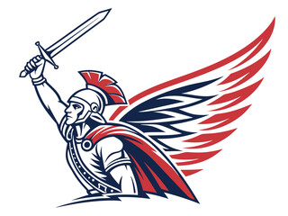 Powerful Roman Gladiator with Sword and Shield, Ready for Battle