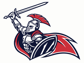 Powerful Roman Gladiator with Sword and Shield, Ready for Battle