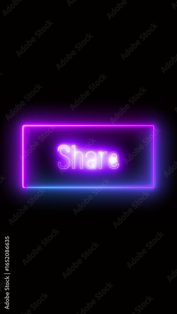 Aufkleber bright neon share button animation with glowing outline. vertical video. glowing neon share button w