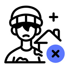 This Homeless icon is suitable for Starvation, Humanitarian, and related fields.