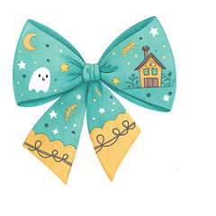 Bow with Ghosts Elements Halloween