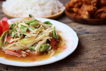 Papaya salad spicy Thai food