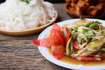 Papaya salad spicy Thai food