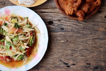 Papaya salad spicy Thai food