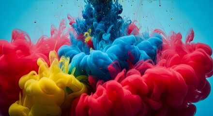 Obraz premium multicolored ink in water, abstract volumetric forms, dissolution in water.