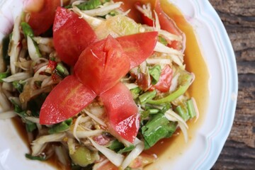 Papaya salad spicy Thai food