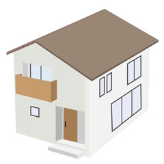 シンプルな住宅の立体イラスト素材