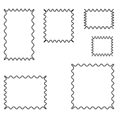 Decorative Stamp Outline Frames &ndash; Hand Drawn Rectangle and Square Vector Borders