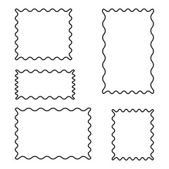 Wavy Line Stamp Border Frames – Rectangular and Square Vector Outline Collection