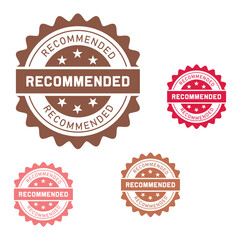 Vintage Style Recommended Stamp Badge Collection &ndash; Round Label Vector Design in Multiple Colors