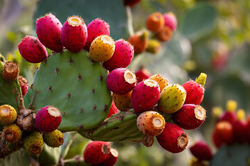 Prickly pear cactus with ripe fruit