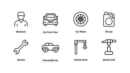 Car Service and Auto Repair Vector Icons