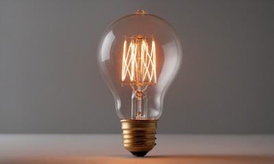 Vintage style Edison lightbulb radiating warm light in a professional studio setting for creatives