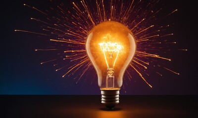 Ignite your brilliance with this stunning, glowing light bulb bursting with fiery creative energy.