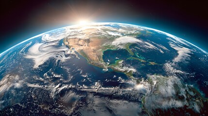 Earth seen from space, detailed view of the Americas.