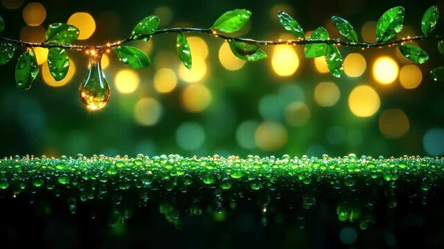 Dew-kissed leaves at dawn