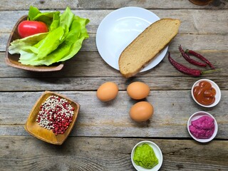 spices fresh eggs spices bread. Breakfast cooking products