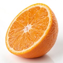 Fresh orange cut in half isolated on white background