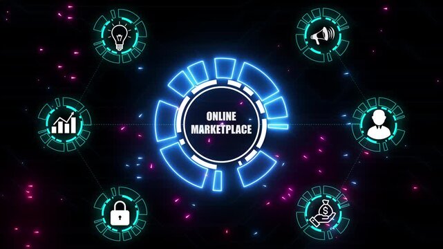 Solution for Online markets Concept ,new business concept ,tee icon attached around the map features the concept of network and technology confirmed.