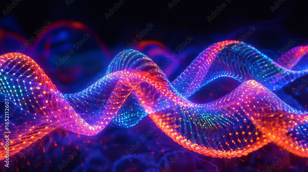 Poster vibrant waves of color create a mesmerizing visual display. this digital artwork captures the essenc